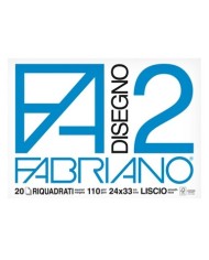 Album da disegno Fabriano F2 a 4 angoli 110 g/m² 24x33 cm 20 ff. lisci riquadrati
