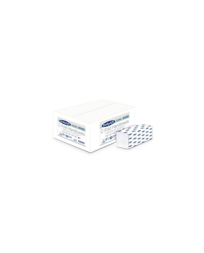 Asciugamani piegati a C BulkySoft Comfort 2V goffratura micro 18gr 23x31cm bianco conf. 153 pezzix20conf.