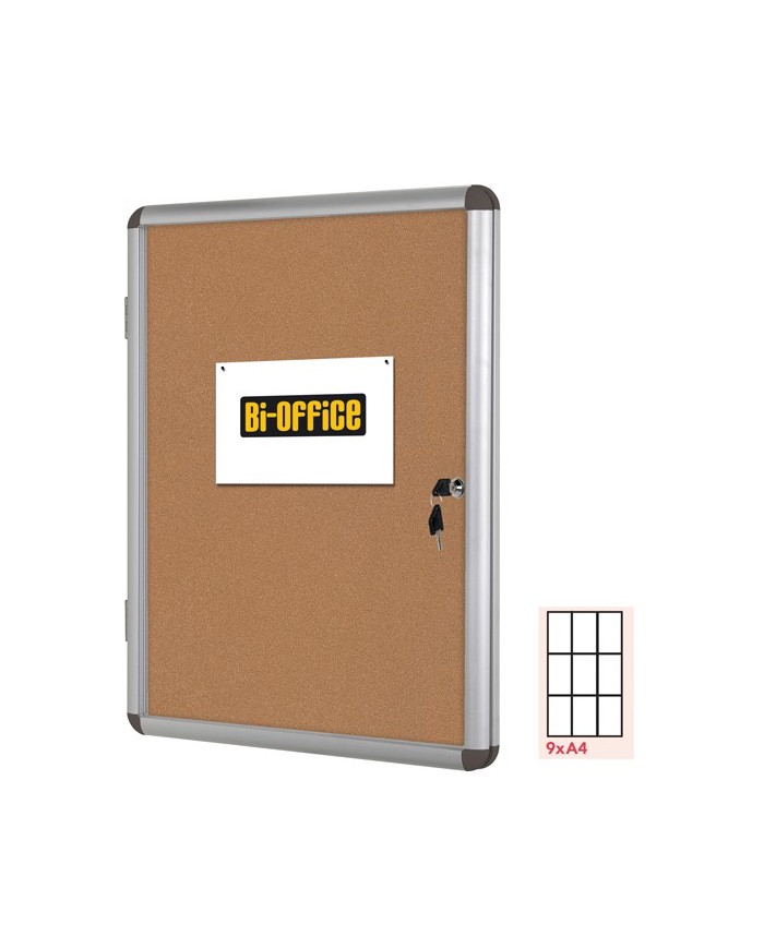 Bacheca in sughero Bi-Office Enclore con cornice in alluminio 9xA4 (verticale)