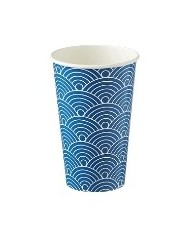 Bicchiere in carta+PE Summer Blu/bianco decorato 470ml Ø9x13cm 1000Pz (50x20)