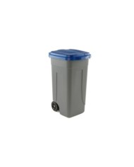 Bidone mobile con chiusura a clip 49x54x85cm 100L grigio/blu Mobil Plastic