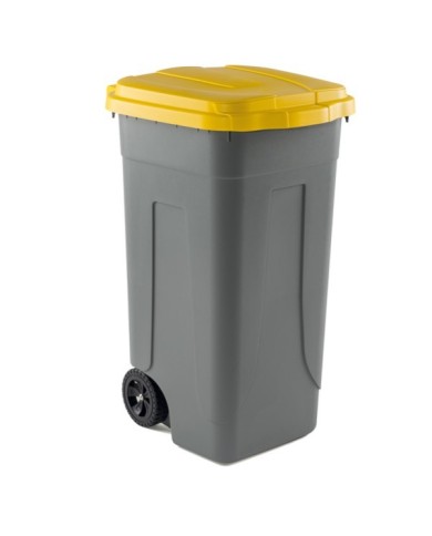 Bidone mobile con chiusura a clip 49x54x85cm 100L grigio/giallo Mobil Plastic