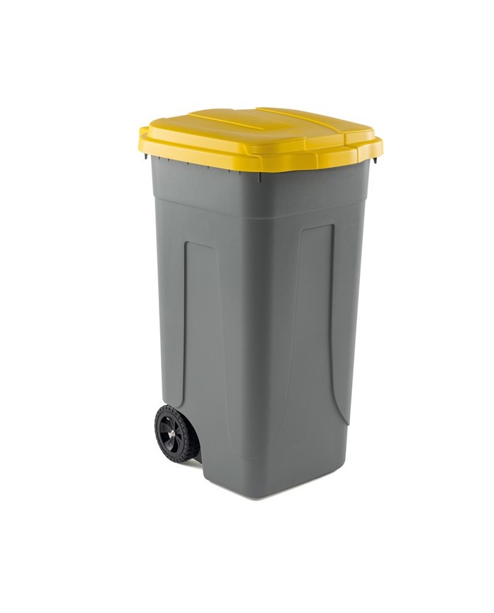 Bidone mobile con chiusura a clip 49x54x85cm 100L grigio/giallo Mobil Plastic