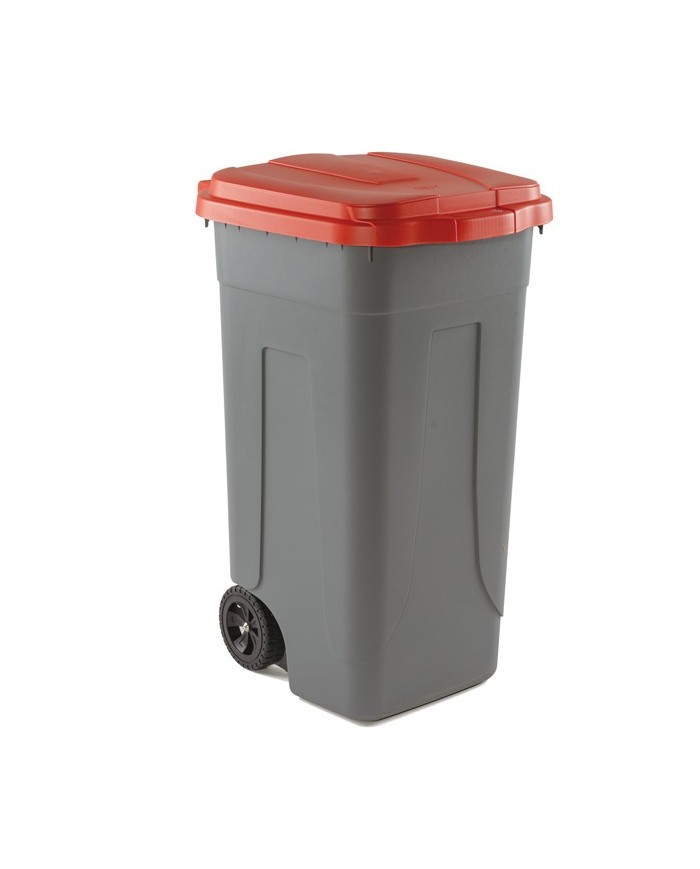 Bidone mobile con chiusura a clip 49x54x85cm 100L grigio/rosso Mobil Plastic
