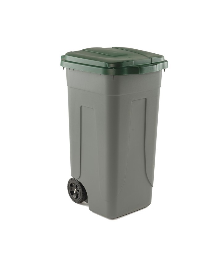 Bidone mobile con chiusura a clip 49x54x85cm 100L grigio/verde Mobil Plastic
