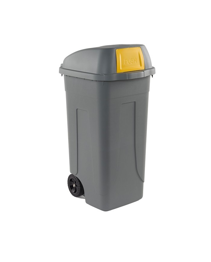 Bidone mobile Push con coperchio 49x54x95cm 100L grigio/giallo Mobil Plastic