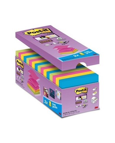 Blocchetto Post it Super Sticky Z Notes R-330-SS-VP16 per dispenser 76x76mm 90 fogli Post it conf. 16 blocchi