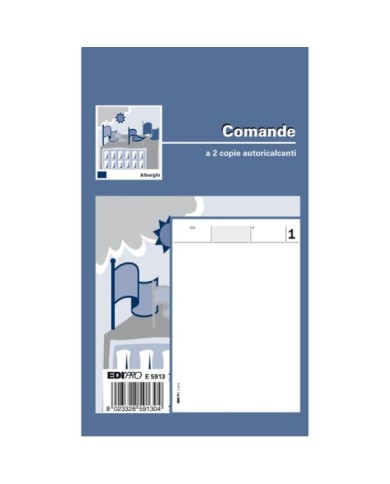 Blocco comande 25/25 fogli autoricalcanti 17 x 9,9cm Edipro (Min.Mul./20)