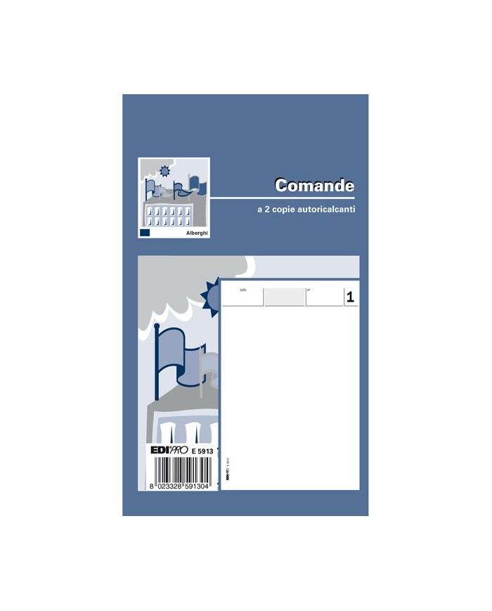 Blocco comande 25/25 fogli autoricalcanti 17 x 9,9cm Edipro (Min.Mul./20)