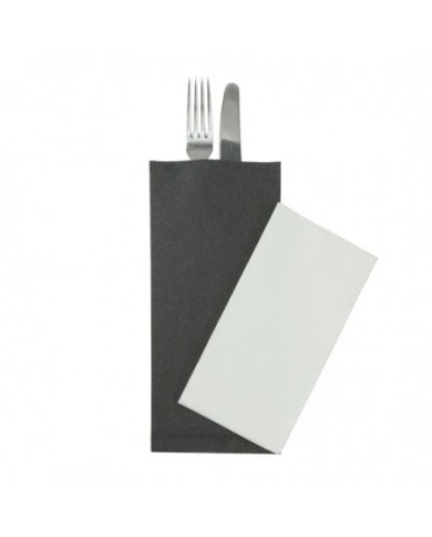 Busta portaposate Cartapaglia Nero con tovagliolo 38x38 700pz