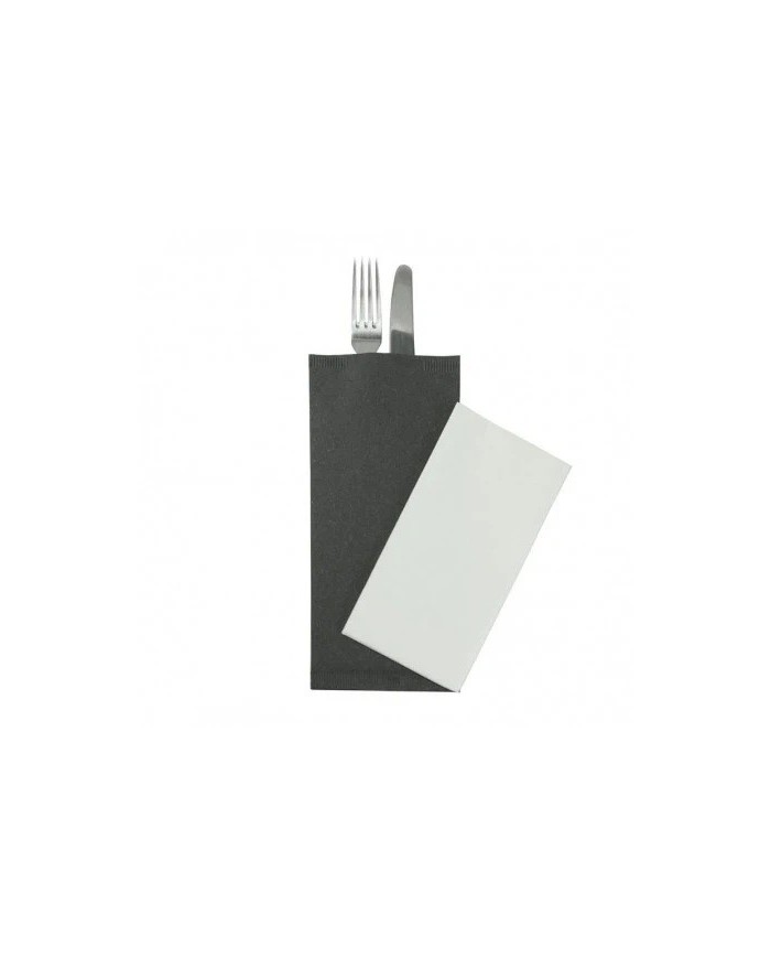 Busta portaposate Cartapaglia Nero con tovagliolo 38x38 700pz
