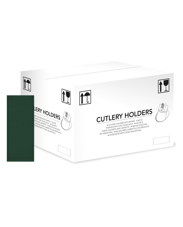 Busta portaposate Cartapaglia Verde con tovagliolo 38x38 700pz