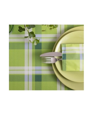 Busta portaposate Scozzese Verde/Blu con tovagliolo 38x38 1000pz
