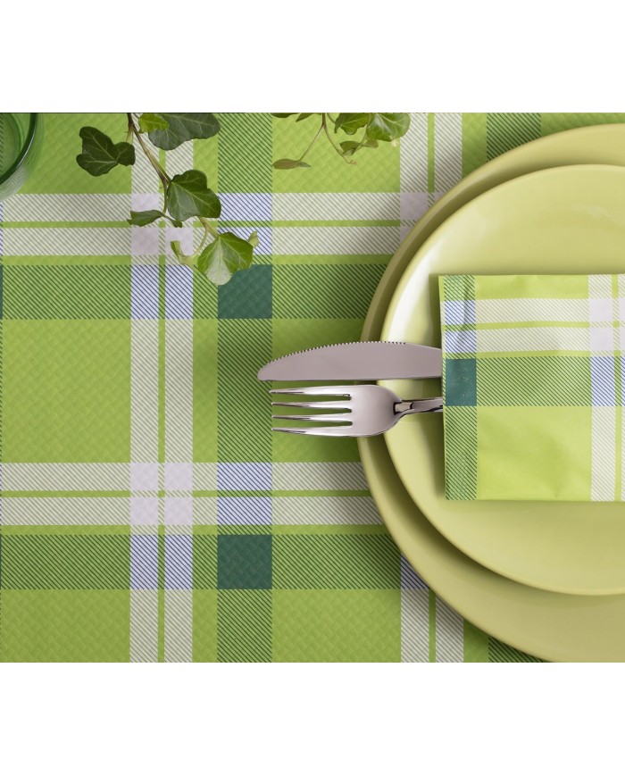 Busta portaposate Scozzese Verde/Blu con tovagliolo 38x38 1000pz
