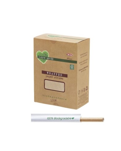 Cannucce avana in carta Kraft imbustate singolarmente Ø7x210mm 250pz