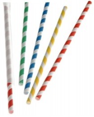 Cannucce colorate in carta BIO imbustate singolarmente Ø6x210mm 250pz