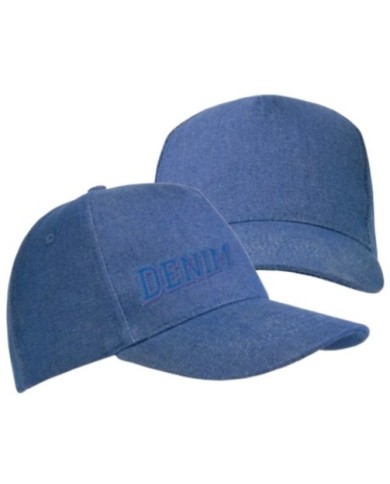 Cappellino in cotone denim pesante, 5 pannelli con regolazione a velcro -In esaurimento