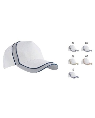 Cappellino in cotone leggero, 5 pannelli con inserto e profilo in contrasto