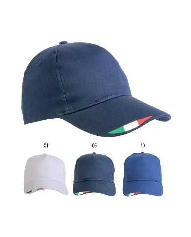 Cappellino in poliestere 5 pannelli con stampa tricolore sulla visiera
