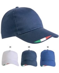 Cappellino in poliestere 5 pannelli con stampa tricolore sulla visiera