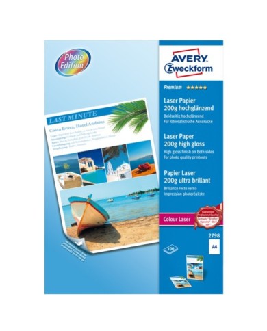 Carta laser - A4 - 200 gr - effetto extra glossy - bianco - Avery - conf. 100 fogli