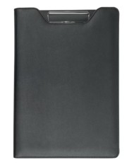 Cartella portablocco in PU. Blocco di 20 fogli a righe, molla in metallo e portapenne