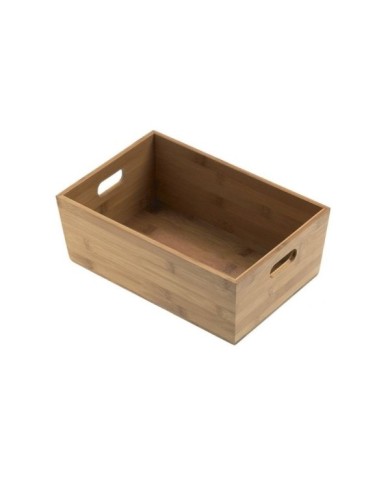 Cassetta in bamboo rettangolare con manici 30x20x11cm
