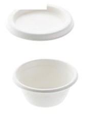 Ciotolina rotonda per salse con coperchio in polpa di cellulosa Ø6,8x3cm 59ml 50pz