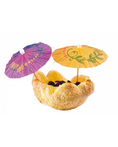 Decorazione con ombrellino in carta e legno 8cm 144pz