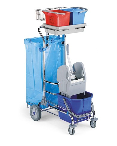 Elvis ET1 Carrello cromato con strizzatore a ganasce Tec e secchio da 15L