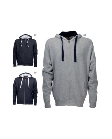 Felpa da uomo a zip intera con cappuccio e 2 tasche frontali canguro Tg.S-XXL