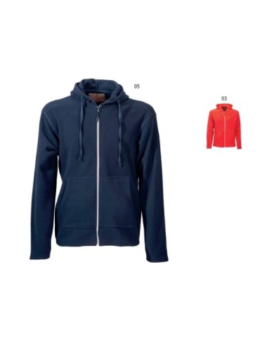 Felpa da uomo a zip intera in micropolar con cappuccio e 2 tasche frontali canguro Tg.S-XXL
