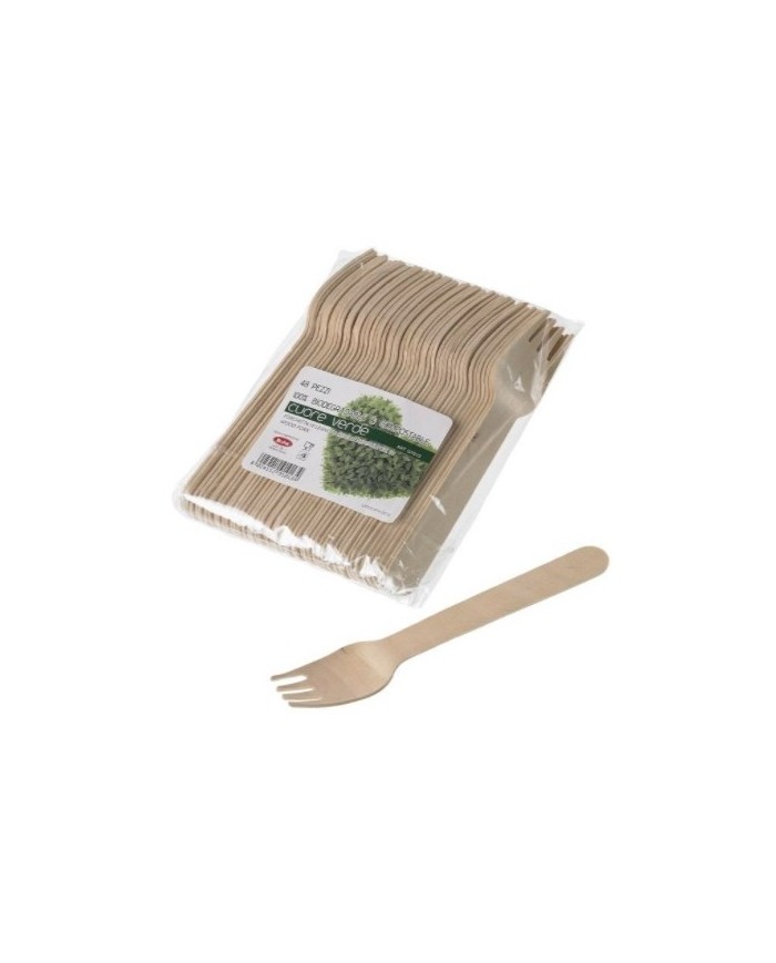 Forchetta in legno biodegradabile 16cm 48pz