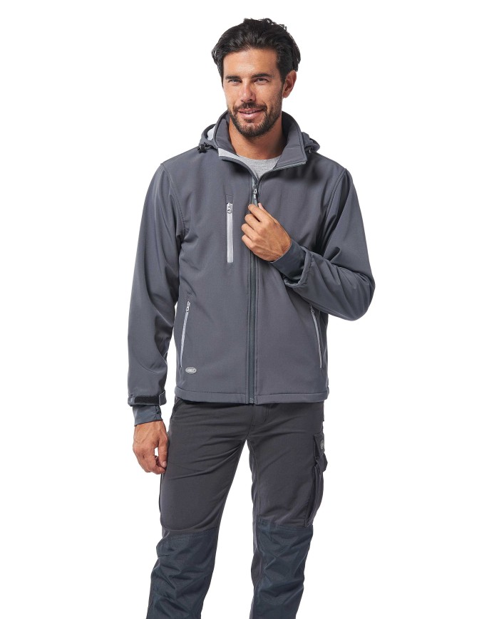 Giacca Nordic grigio con zip argento in soft-shell waterproof Taglie: S/4XL