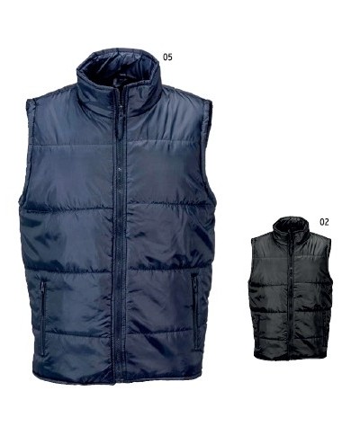 Gilet imbottito in poliestere foderato con 2 tasche laterali con zip Tg.S-XXL
