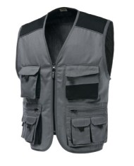 Gilet Multitasche Safari/2 Poly/Cot. Grigio
