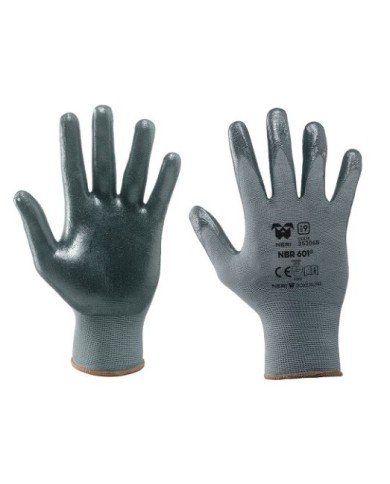 Guanto NBR 601 in tessuto sintetico palmo impregnato Nero Tg.7-8-9-10