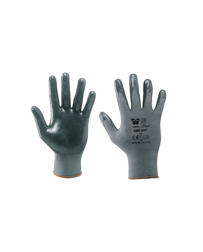 Guanto NBR 601 in tessuto sintetico palmo impregnato Nero Tg.7-8-9-10