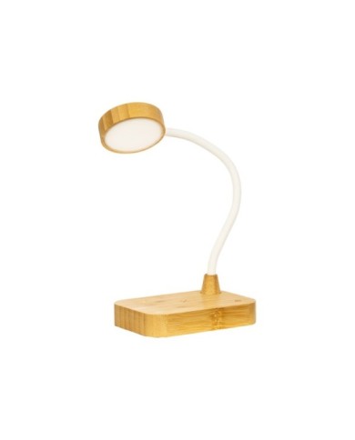 Lampada multifunzione in bambù con caricatore wireless da 15W