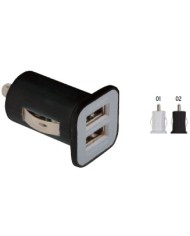 Micro caricabatterie USB da auto , con doppia porta USB . Input 12 V, Output una porta da 5V/1000 mA e una da 5V/2100 mA