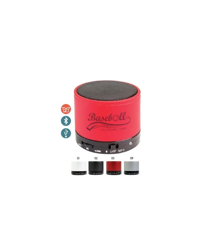 Mini altoparlante Bluetooth V 3.0 cilindrico in metallo con microfono per chiamate in vivavoce. Cavo Standard ricarica incluso