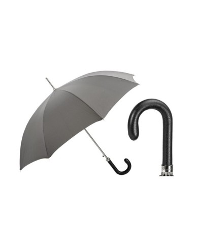 Ombrello automatico grigio con manico e puntali gommati