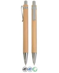 Penna a scatto in bamboo con particolari cromati 20810