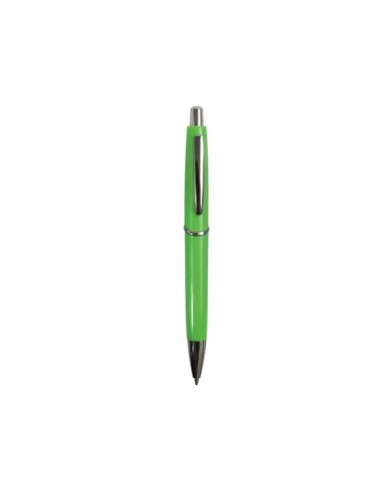 Penna a scatto in plastica ABS, fusto colorato e clip in metallo, refill jumbo verde mela