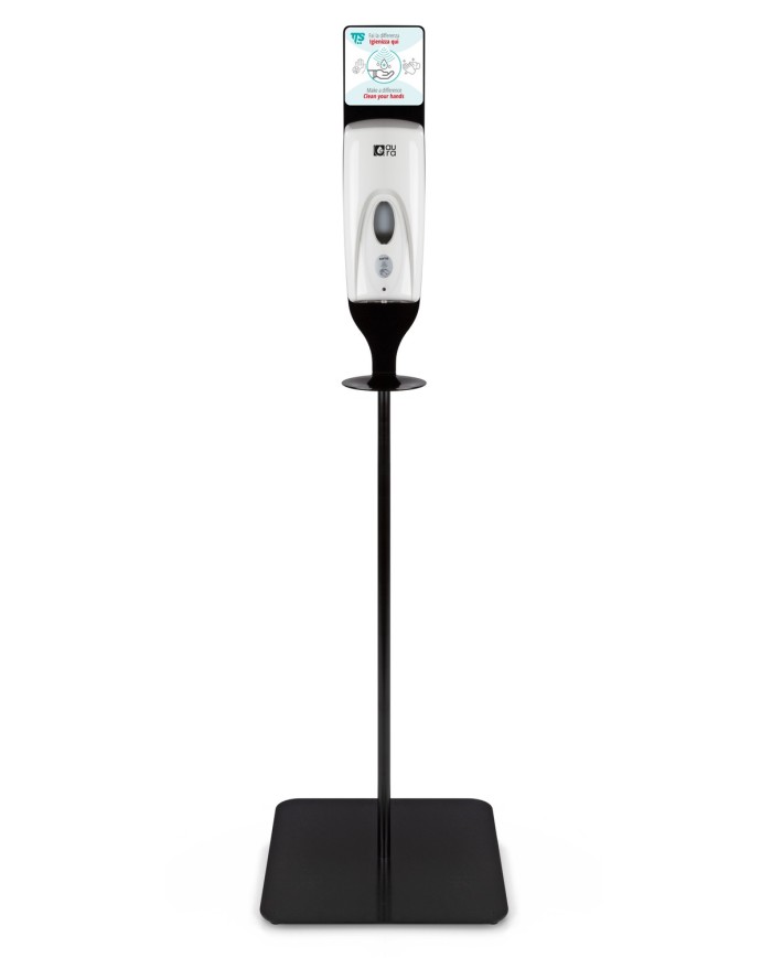 Piantana con dispenser disinfettante automatico con finestra di controllo