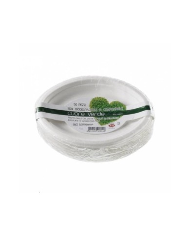 Piatto ovale in polpa di cellulosa compostabile 32x25cm 50pz