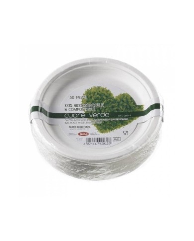 Piatto rotondo in polpa di cellulosa compostabile Ø18cm 50pz