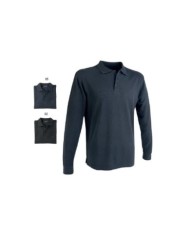 Polo piqué di cotone 100% 180 g/m2, manica lunga e chiusura con 3 bottoni, tinta unita Tg.S-XXL