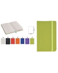 Quaderno in PVC con elastico colorato, fogli a righe (80 pag.), segnalibro in raso