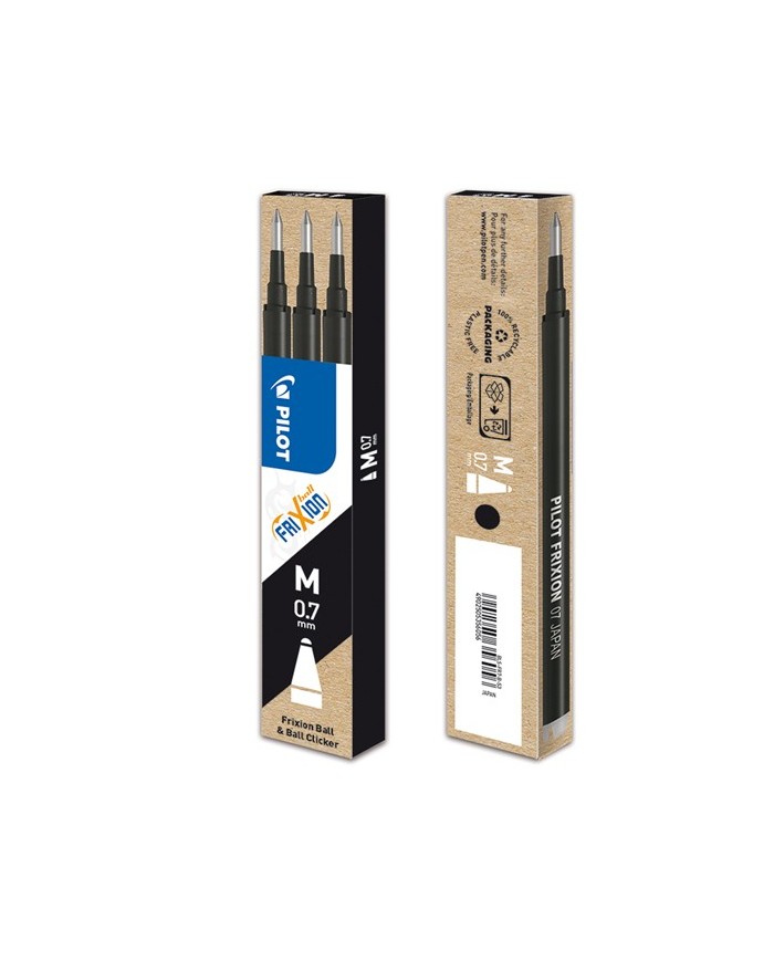 Refill a sfera Frixionball punta 0,7mm nero Pilot conf. 3 pezzi
